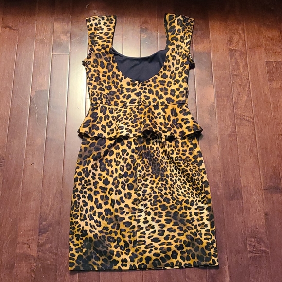 Leopard Print Peplum Dress - Picture 2 of 3